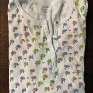 Roller Rabbit White Henley with Colorful Palm Print